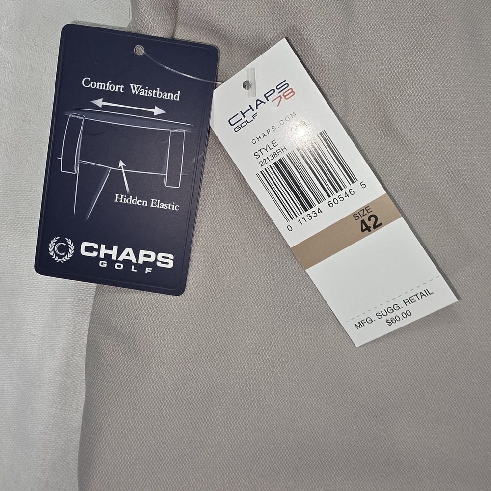 Chaps Golf 78 Men's Beige UPF 50 Stay Dry Fabric Shorts Size 42 - Picture 5 of 7